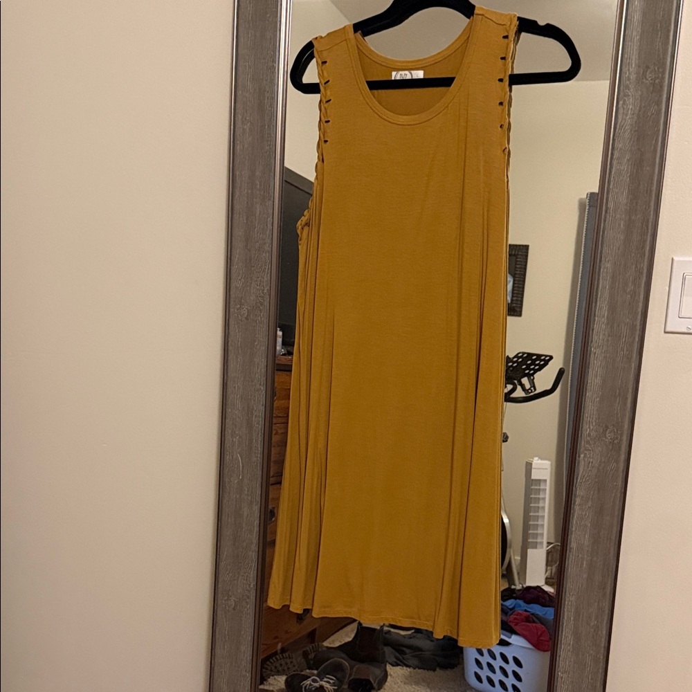 Maurices Mustard Sleeveless Mini Dress with Side Details